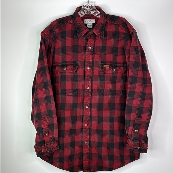Carhartt Other - Vintage Carhartt Red Plaid Heavy Long Sleeve Button Up Shirt Size Large